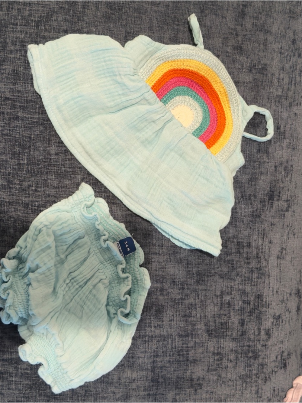 Old Navy Light Blue Two-Piece Tankini Set with Rainbow Crochet